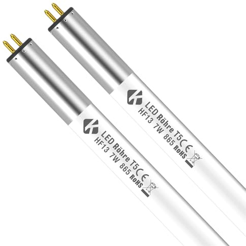 KENIU Plug & Play LED Röhre T5 517mm 6500k 960lm 7w Ersatz & Kompatibilität mit EVG/KVG leuchtstofflampe Röhre 13w,led leuchtstoffröhre T5 für Küchenbeleuchtung sofortiger Einstart / 2 Stück