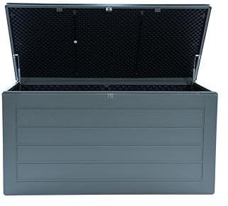 Garden Gear Grey Lockable Storage Patio Box with Sit-on Lid Weatherproof Polypropylene Secure Outdoor Seating (680 Litre)