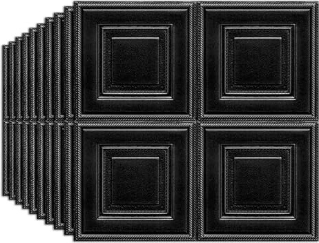 Anttyscar 3D Grid Panels Wall Panel Wallpaper - Self-Adhesive and Waterproof Foam Panels, Easy to Install Peel and Stick Design for Home Decor, Black, 60-Pack 70x70cm