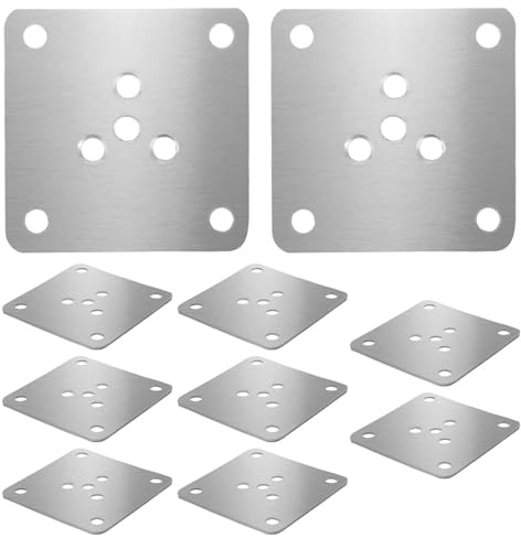 LOORGVEL 10 Stück 10 Stück Möbelbein Befestigungsplatten 6X6cm aus Metall Flache Montageplatten für Sofa Stuhl Schrank Geradlinige Metallverbinder zur Reparatur Geräuschreduzierung