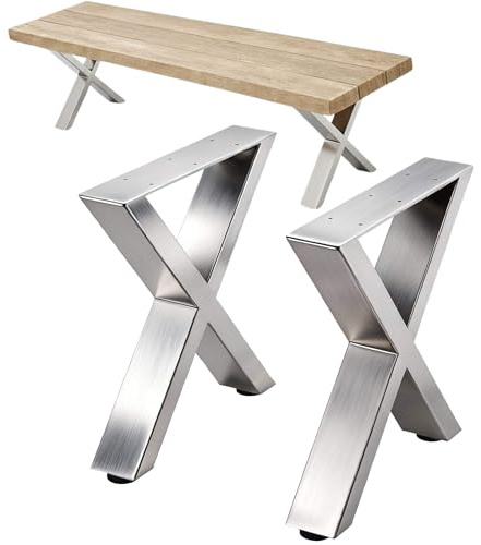 DanDiBo 2X Bankgestell Edelstahl 43 x 40 cm Bank Füße Bankbeine 96677 Bankkufen Couchtisch Tisch Beine Tischgestell