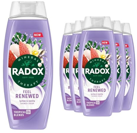 Radox Mineral Therapy Feel Renewed Shower Cream 450ml, 6 Pack - Moisturising Body Wash with Natural Minerals, Nourishing Skincare Formula for Soft Smooth Skin, Daily Use