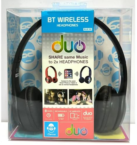 iDance kabelloser Kinder-Kopfhörer schwarz Bluetooth mit Duo-Funktion