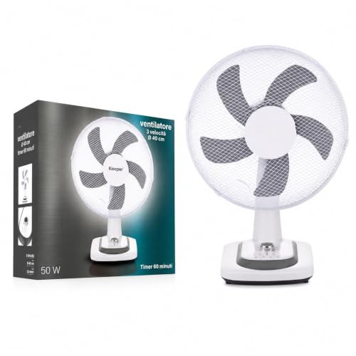 Ventilatore da Tavolo Ø40 cm SILENZIOSO - Oscillazione e 3 Velocità Bianco