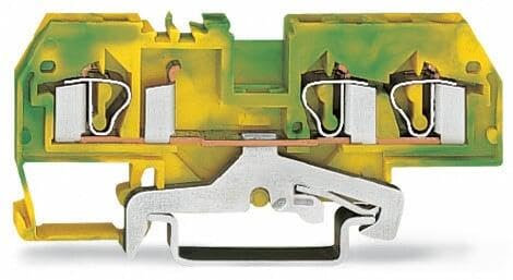 WAGO 281-687 WAGO 281-687 Green-Yellow, Center Marking, for DIN-Rail 35 X 15 and 35 X 7.5, 4 MM², 4, CAGE CLAMP®, 3-Conductor Ground Terminal Block, 00 MM²