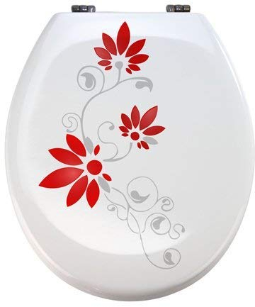 Grafix Aufkleber WC Toiletten Deckel St02 für Pressalit Silbergrau/rot Vinyl