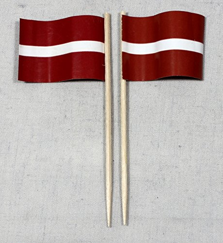 Buddel Bini Party-Picker Flagge Lettland Papierfähnchen in Profiqualität 50 Stück 8 cm Offsetdruck Riesenauswahl aus eigener Herstellung