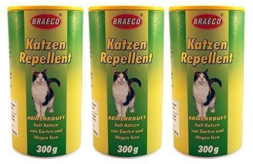 BRAECO 3 x 300g Katzen Repellent, Abwehrduft gegen Katzen, Katzenschreck hält Katzen von Gärten und Wegen fern