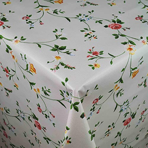 Wachstuch Wachstischdecke Tischdecke Gartentischdecke Größe wählbar Blumen Beige 120 x 180 cm Eckig abwaschbar