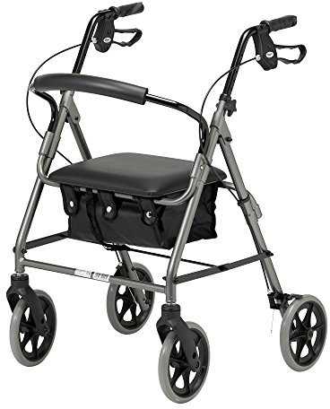 Days Leichter zusammenklappbarer Rollator mit vier Rädern, Rollator mit gepolstertem Sitz, abschließbaren Bremsen und Tragetasche, eingeschränkte Mobilitätshilfe, für ältere oder behinderte Menschen, Quartz, 103/Small