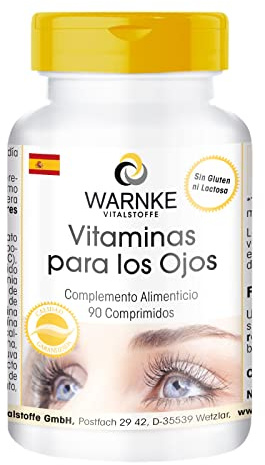 Augenvitamine - 90 Tabletten - Reichhaltiges Multivitamin Präparat - mit Lutein, Zeaxanthin, Folsäure, Selen, Vitamin A, B6 & B12 und Heidelbeere | Warnke Vitalstoffe - Deutsche Apothekenqualität