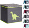LOVE IT STORE IT Aufbewahrungsbox mit Deckel - Kallax Einsatz aus Stoff - Quadratisch - Stabil - Holzverstärkt - Grau mit grünem Dino - 33x33x33 cm