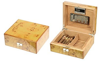 Behälter für Zigarren Humidor Humidor für 50 Zigarren Wurzelholz Pappel Glanz Lubinski