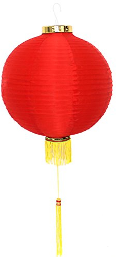 Lampion Dekolampion Fengshui Draht & Seide Fransen rund Asia (Ø40)