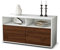 Stil.Zeit TV Schrank Lowboard Alia, Korpus Weiss matt, Front Holz Design Walnuss (92x49x35cm), Push to Open Technik & Leichtlaufschienen