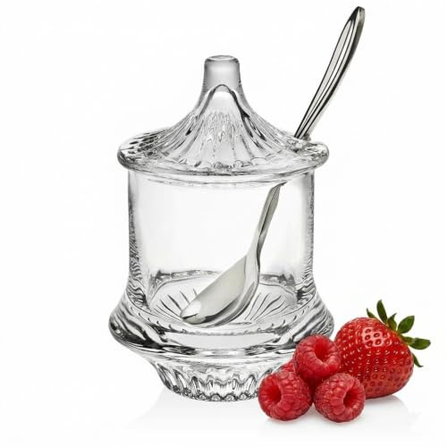 Godinger Crystla Jam Jar with Stainless Steel Spoon