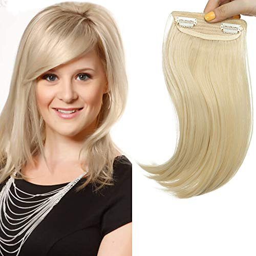 SEGO Pony Haarteil 2 Clips Extensions Fringe Bangs One Piece In Front Hair Haarverlängerung wie Echthaar Gebleichtes Blond-1