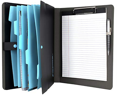 Notizblock-Mappe mit Fächermappe, A4, erweiterbarer Aktenordner, Business-Ordner, Portfolio-Etui, blau