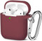 Maledan Custodia Compatible per Airpods 2 & 1, Antiurto Cover Protettiva [LED Anteriore Visibile] Supporta la Ricarica Wireless con moschettone (Vino Rosso)