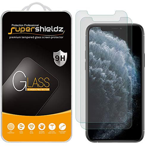 Supershieldz Displayschutzfolie, Entspiegelungsfolie für iPhone 11 Pro, iPhone XS und iPhone X (5,8 Zoll), gehärtetes Glas, Kratzfest, blasenfrei, 2 Stück