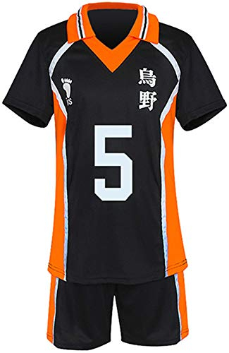 Gurbanton Anime Kostüm Jersey Karasuno High School Volleyball Uniform Cosplay Shirt Shorts, 5-Tanaka Ryunosuke, Large