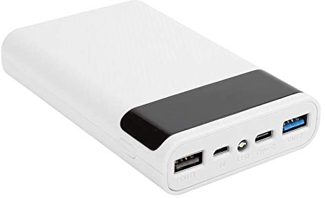 Boîtier de Batterie Externe, Mini Power Bank Shell USB C Rapide avec 2 Ports USB Sortie et LED Display, 5V/9V/12V 4x18650 Bricolage Boîtier d'alimentation Mobile sans Soudage