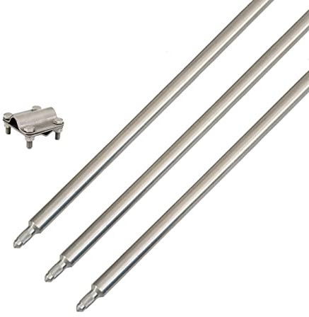 Tiefenerder Staberder Erdung Erder Erdung Blitzableiter Ø 20mm Edelstahl optional SDS-Max (3m Set + Klemme)