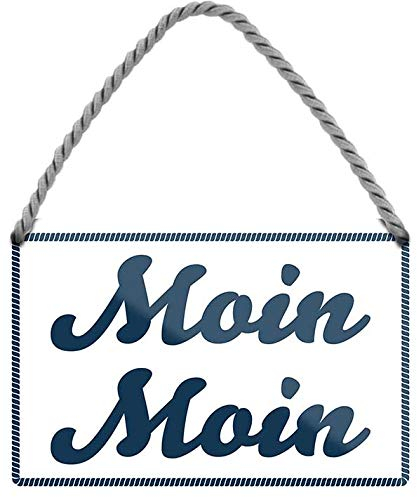 schilderkreis24 - Blechschild Lustiger Nordsee Ostsee Spruch Moin Moin Urlaub Deko Hängeschild Meer Strand Schild Witziges Geschenkidee 18x12 cm