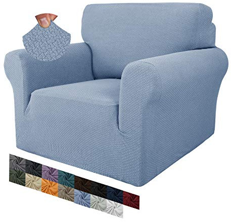 MAXIJIN Fodere per sedie creative jacquard per soggiorno, 1 pezzo fodera per sedia antiscivolo super elasticizzata con braccioli per cani Fodera per poltrona per divano (1 Posti, Azzurro Chiaro)