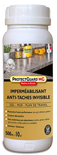 Guard Industrie - ProtectGuard MG Marbre, Granite Même Poli et Pierre Peu Poreuse - Imperméabilisant Hydrofuge, Oléofuge, Anti Taches - Fabrication Française - 500ml - Traite 10m2