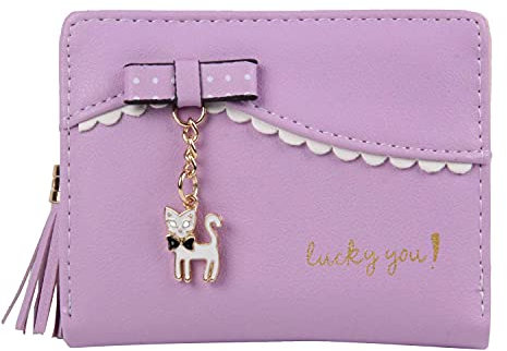 Syrads Portafoglio donna in pelle PU Portafogli grande capacità per donna Porta carte multiple per ragazze,Viola