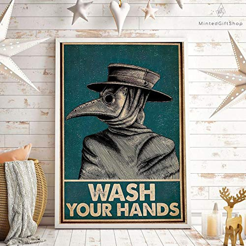 Inga Plakat Plakat Wash-Your Hand Poster Plaague Doctor Wall Artplague Doctor Art Schlafzimmer Retro Cafe Store Metallschild Poster 20,3 x 30,5 cm