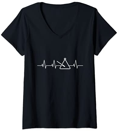 Damen Triangelspieler Herzschlag Triangel T-Shirt mit V-Ausschnitt