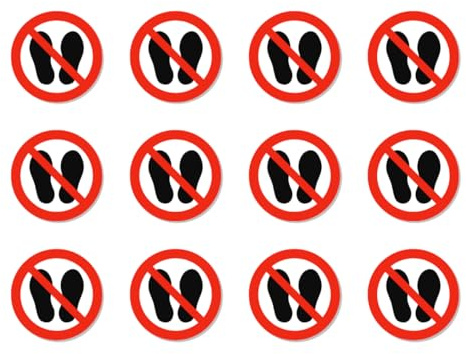 Betreten der Fläche verboten, Verbotszeichen: P024 - DIN EN ISO 7010 / ASR A1.3 - Aufkleber: Ø 2,5 cm, 12 Stück