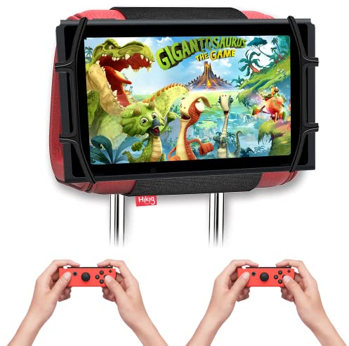 Hikig Support pour appuie-tête de voiture pour enfants sur siège arrière compatible avec tous les appareils Nintendo Switch, iPhone, iPod, Galaxy Mobiles et autres appareils de 3,5 à 7,9 pouces – Noir