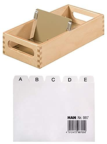 HAN Holz - quer Karteikarten inkl Leitkarte A7 Leitregister, Karteiregister, Register A - Z