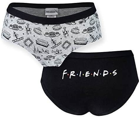 soxo Warner Bros Friends Gadget Mutande Donna Cotone Regalo per Lei Completo Intimo Hipster M Nero 2 Pezzi