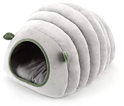 Koomuao Meerschweinchen Haus,Kleines Haustiernest,Kleine Tier Plüsch Höhle Kuscheln Schlafsack,Kleintier Haus für Igel, Ratte, Eichhörnchen, Eidechse, Frosch, Gecko, Chamäleon (Raupe-grau)
