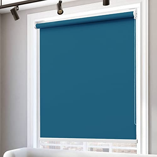 RYNS Verdunklungsrollo Fensterrollo 145x300cm Doppelrollo verdunkelnd Wandmontage Verdunkelungsrollo Thermorollo Doppelrollo Fensterrollo für Fenster und Tür Fensterrollo, Dunkelblau