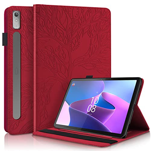 Vkooer Custodia Protettiva per Lenovo Tab P11 Pro 2nd 2022/ Pad Pro 2022 (11,2 Pollice) Cover Pelle PU Flip Portafoglio Tasca Case con Funzione Supporto e Slot per Schede, Rosso
