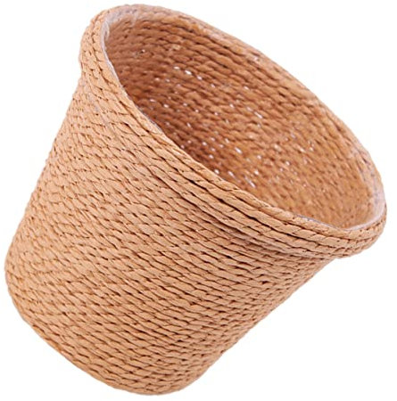 Cabilock Pot De Fleurs Vintage en Paille Tressée Décoration Dintérieur Panier Pratique en Paille pour Plantes Kaki
