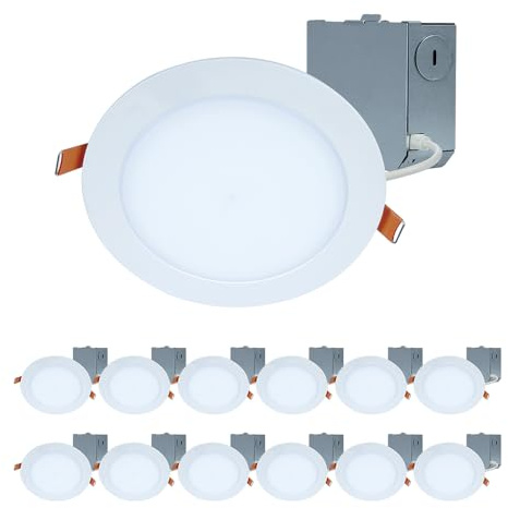 HALO HLBE 6-Inch Slim Canless Recessed Downlight for New Construction/Remodel 3000K Fixed CCT- Contractor 12-Pack HLBE6099301EMWR-12PK