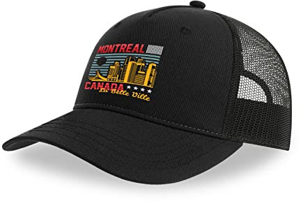 Maikomanija Montreal Canada Baumwolle Trucker Cap Curved Visor Netback Hat Atmungsaktives Mesh Sport Top, Schwarz , One size