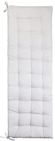 Brandsseller Bankauflage Bankkissen Outdoor/Indoor 120x40x4 cm Garngefärbt Gestreift Weiß/Hellgrau