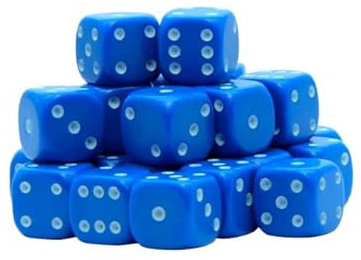 Warlord Games Set di 30 dadi D6 a sei facce, 10 mm, classici (blu)