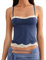 Yassiglia Damen Crop Top Y2K Aesthetic Tank Top Sexy Cami Tops Sommer Bauchfrei Oberteil Elegant Camisole Spagehtti Träger Shirts für Party Club Freizeit (Dunkel Blau, M)