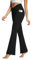 baleaf Damen Yogahose 29 Bootcut Leggings mit V-Crossover Taille Stretchy Gym Hose mit Taschen XS-3XL Schwarz S