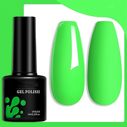 Neon Pink Gel Nail Polish,Hot Pink Gel Polish Bright Pink Long Lasting Soak Off U V LED Nail Lamp Gel Polish Nail Art Manicure Salon DIY Home(7ml) (Green)
