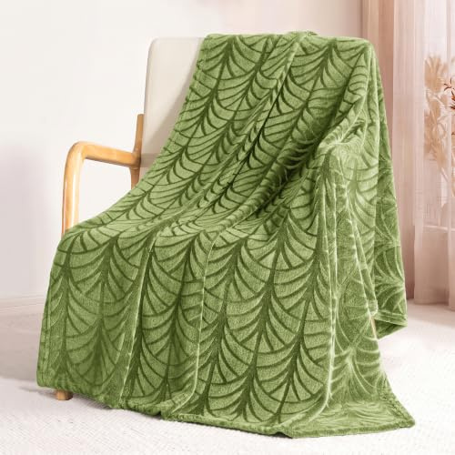 Whale Flotilla Kuscheldecke Flauschig Fleecedecke Decke 130x150 cm | Olivgrün, Weiche, Leichte Sofadecke Tagesdecke, Warme Flanell Couchdecke Wohndecke