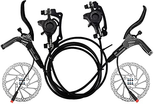 HUIOP hydraulic brake set, E-Bike Hydraulic Brake Set with 160mm Rotors Front and Rear Hydraulic Disc Brake Caliper Lever for Electric Bike Bicycle Scooter,e bike hydraulic brake set